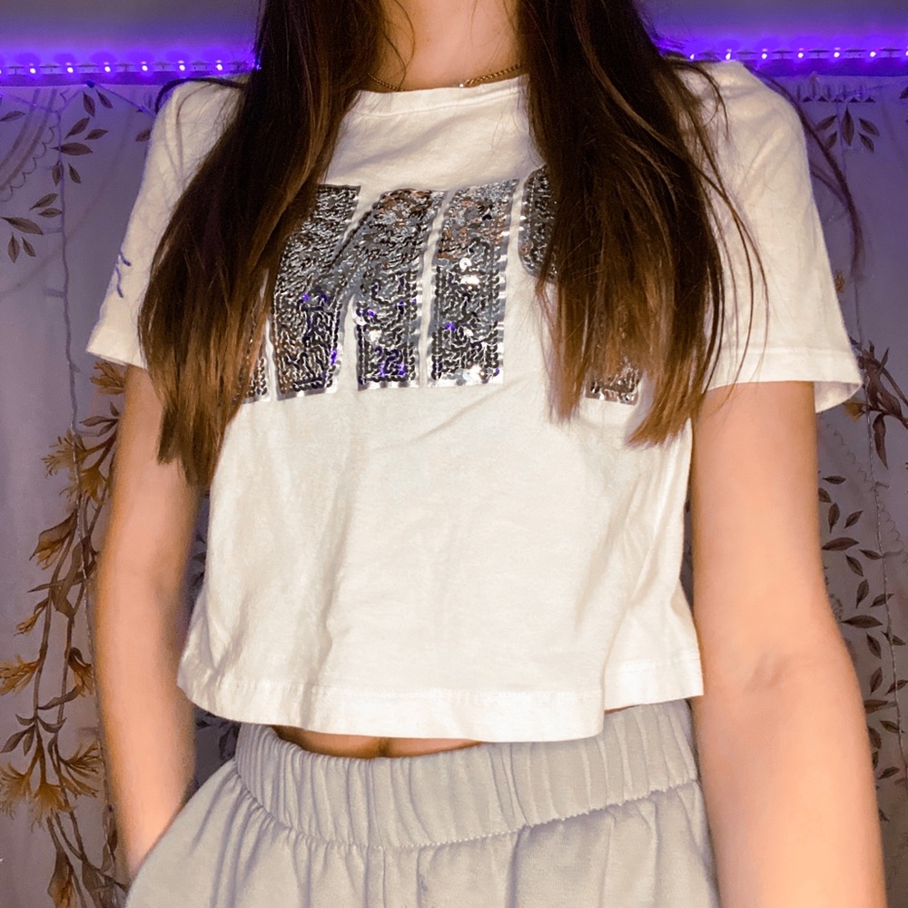 PINK sequin crop top